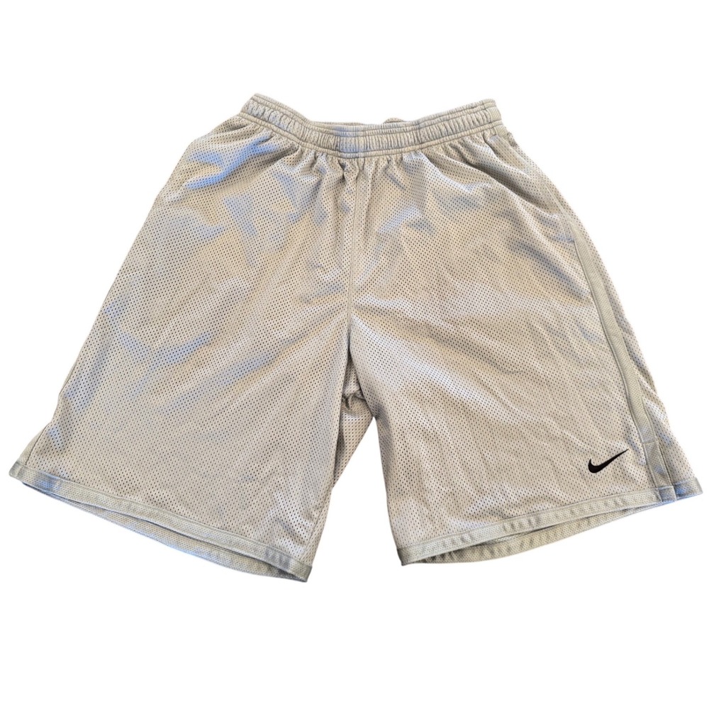 Nike Fit Dry Mens Mesh Basketball Shorts Gray Size Large Swoosh Gym Athletic